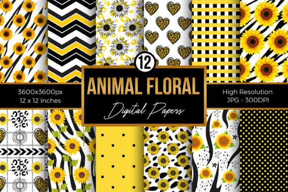 Animal Print Sunflowers Digital Papers: A Creative Resource for Design Enthusiasts