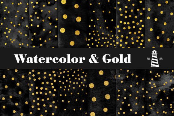 Black Watercolor and Gold Confetti: A Versatile Design Pack for Creative Projects