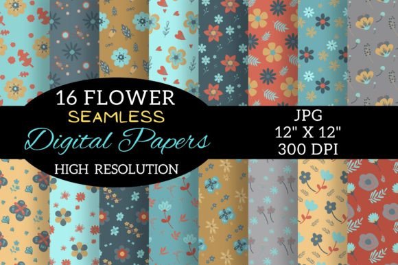 Boho Retro Flowers Digital Paper Pattern: A Creative Resource for Design Enthusiasts