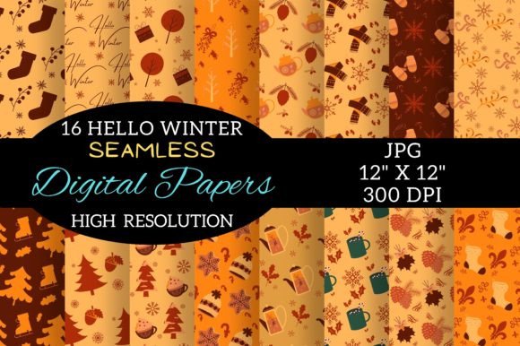 Boho Terracotta Winter Digital Papers