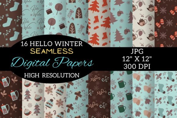 Boho Vintage Winter Digital Papers