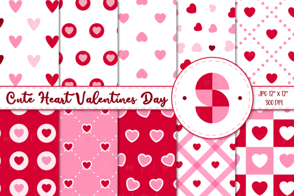 Cute Heart Valentines Day Digital Paper