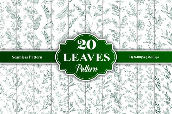 Line Art Leaves Seamless Pattern