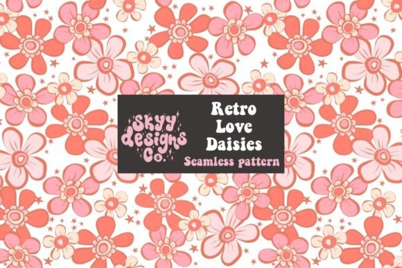 Love Retro Daisies Seamless Pattern