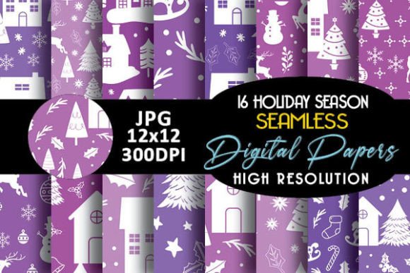 Purple Holiday Season Digital Papers