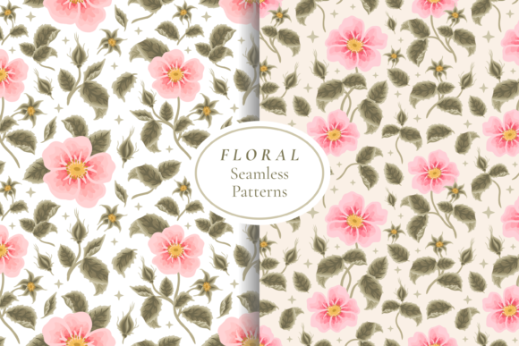 Rosa Canina Flower Seamless Pattern Set: A Versatile Design for Creative Projects