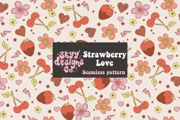 Strawberry Love Seamless Pattern for Valentine’s Day