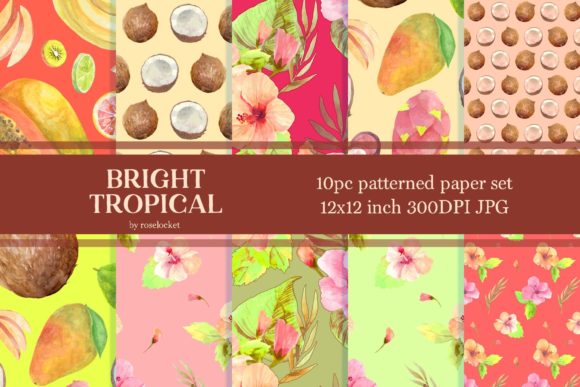 Tropical Fruit and Floral Digital Papers